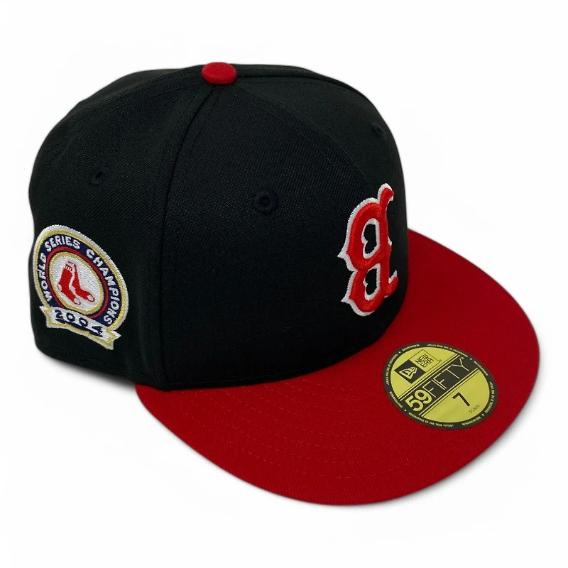 Boston Red Sox Black and 2004 WS Champs Patch Gray UV New Era 59FIFTY Fitted Hat
