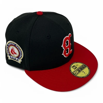 Boston Red Sox Black and 2004 WS Champs Patch Gray UV New Era 59FIFTY Fitted Hat