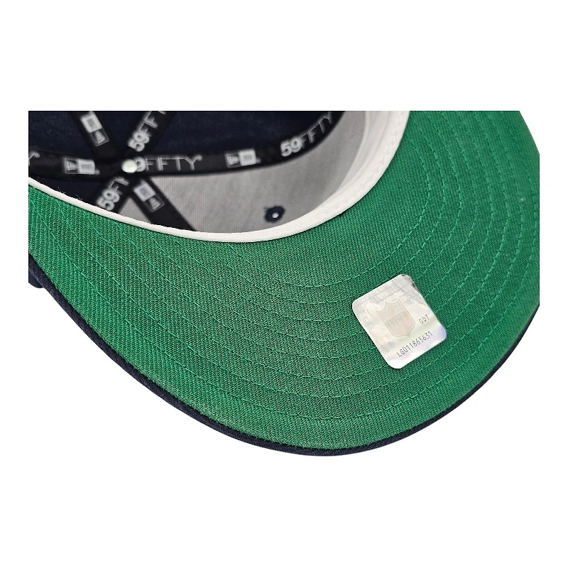 Denver Broncos Oceanside Blue Leon the Lab SB 50 Patch Green UV New Era 59FIFTY Fitted Hat