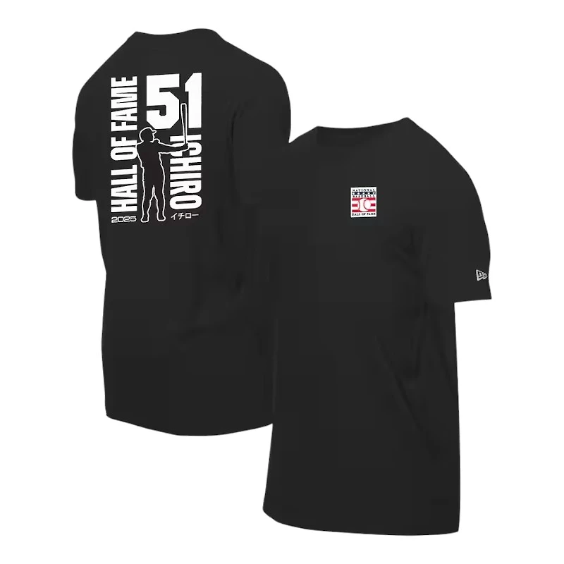 Seattle Mariners Ichiro Suzuki Black 2025 National Hall of Fame New Era T-Shirt
