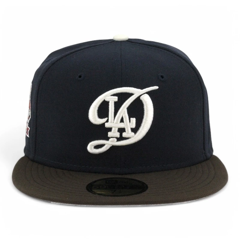 Los Angeles Dodgers Navy and Walnut Brown City Connect 2024 WS Champions Patch Grey UV New Era 59FIFTY Fitted Hat