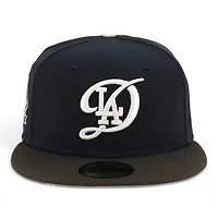 Los Angeles Dodgers Navy and Walnut Brown City Connect 2024 WS Champions Patch Grey UV New Era 59FIFTY Fitted Hat