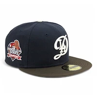 Los Angeles Dodgers Navy and Walnut Brown City Connect 2024 WS Champions Patch Grey UV New Era 59FIFTY Fitted Hat