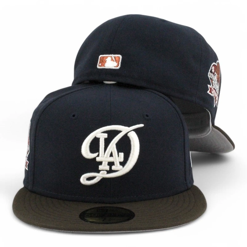 Los Angeles Dodgers Navy and Walnut Brown City Connect 2024 WS Champions Patch Grey UV New Era 59FIFTY Fitted Hat