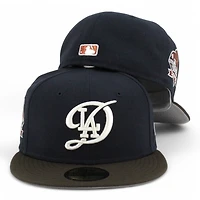 Los Angeles Dodgers Navy and Walnut Brown City Connect 2024 WS Champions Patch Grey UV New Era 59FIFTY Fitted Hat