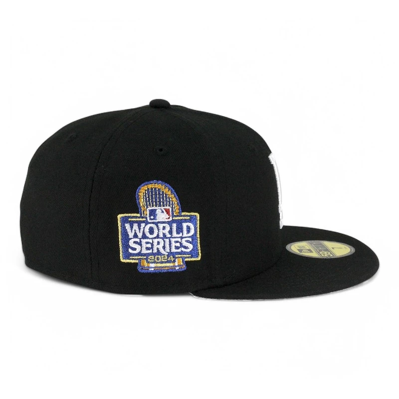 Los Angeles Dodgers Black and White 2024 WS Participant Patch Grey UV New Era 59FIFTY Fitted Hat