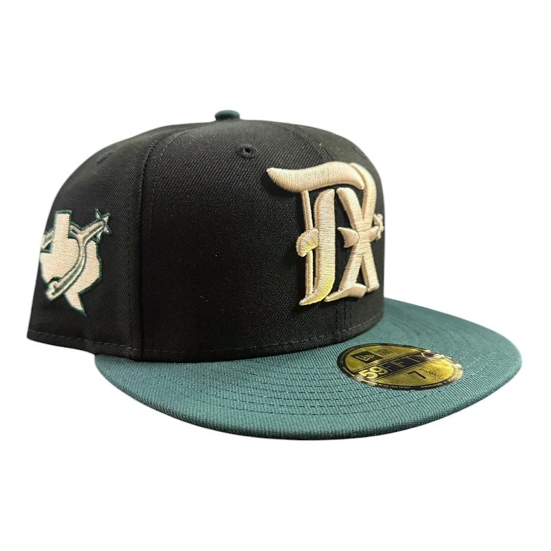 Texas Rangers Black and Green City Connect Spur Patch Gray UV New Era 59FIFTY Fitted Hat