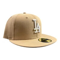 Los Angeles Dodgers White on Camel Gray UV New Era 59FIFTY Fitted Hat