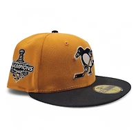 Pittsburgh Penguins Gold and Black 2009 Stanley Cup Patch Gray UV New Era 59FIFTY Fitted Hat