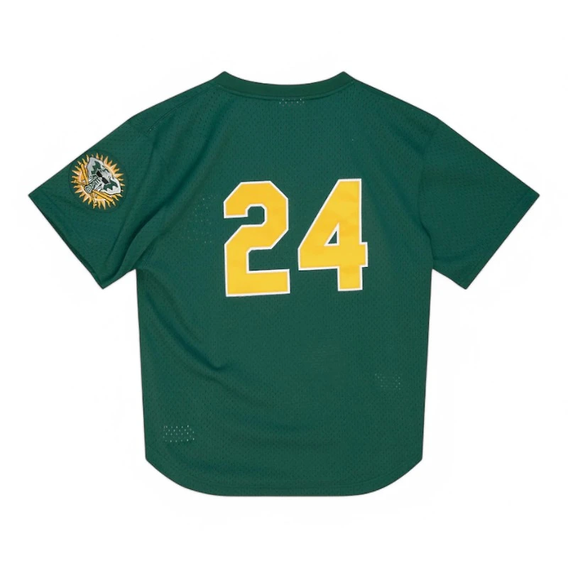 Oakland Athletics Ricky Henderson Mitchell & Ness Kelly Green Cooperstown Collection Pullover Jersey