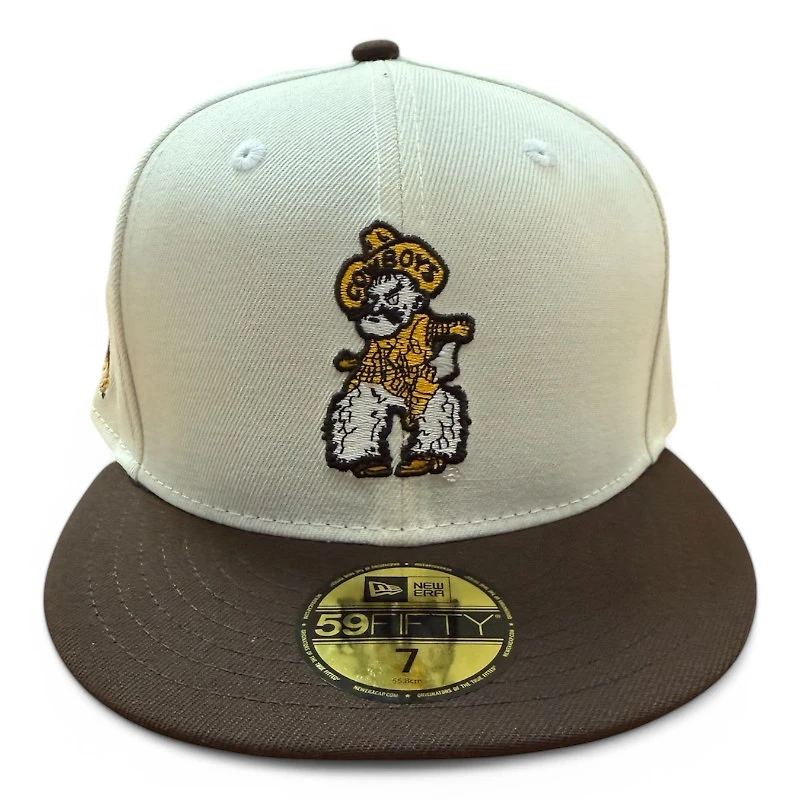 Wyoming Cowboys Chrome and Brown Logo Patch NCAA New Era 59FIFTY Fitted Hat