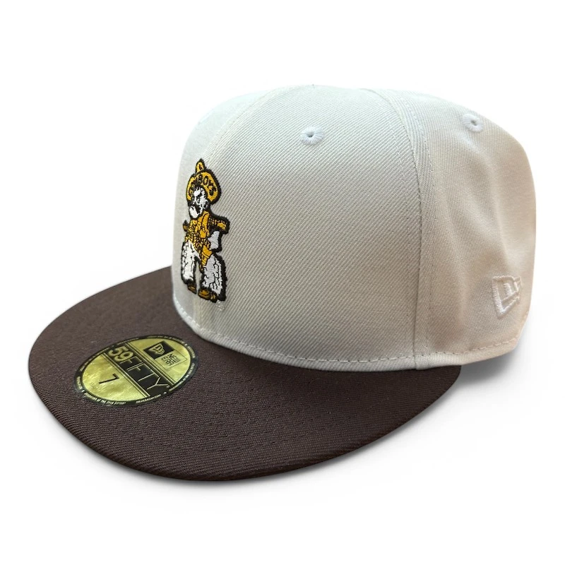 Wyoming Cowboys Chrome and Brown Logo Patch NCAA New Era 59FIFTY Fitted Hat