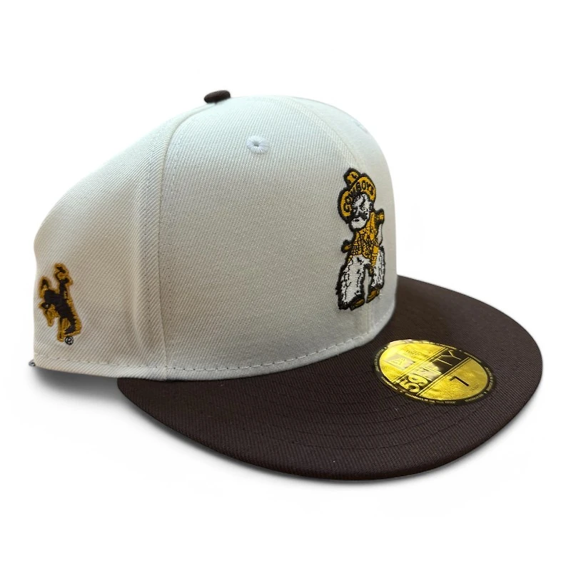 Wyoming Cowboys Chrome and Brown Logo Patch NCAA New Era 59FIFTY Fitted Hat