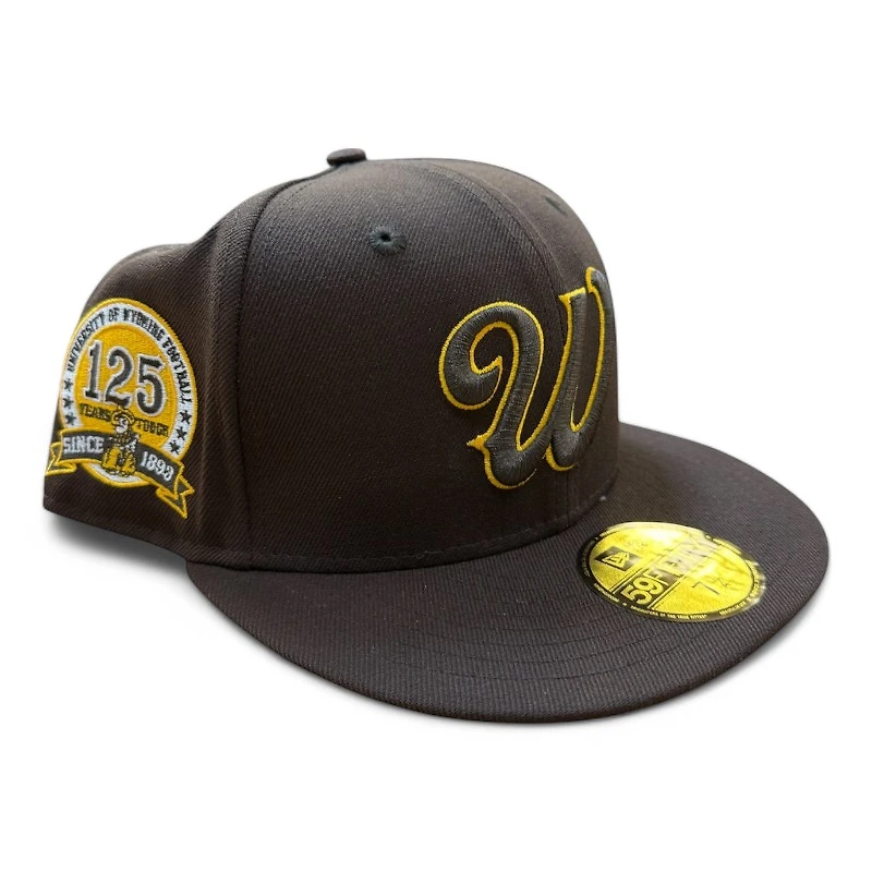 Wyoming Cowboys Brown and Yellow 125 Years Patch NCAA New Era 59FIFTY Fitted Hat