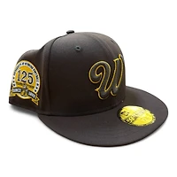 Wyoming Cowboys Brown and Yellow 125 Years Patch NCAA New Era 59FIFTY Fitted Hat