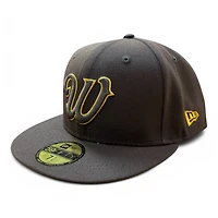 Wyoming Cowboys Brown and Yellow 125 Years Patch NCAA New Era 59FIFTY Fitted Hat