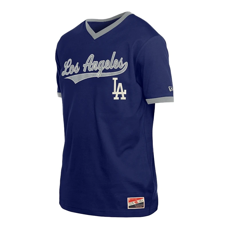 Los Angeles Dodgers Royal Blue Script V-Neck New Era T-Shirt