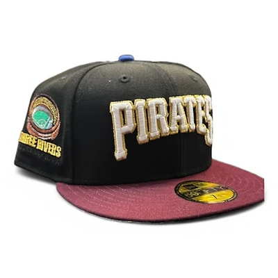 Pittsburgh Pirates Black and Maroon Three Rivers Patch Green UV New Era 59FIFTY Fitted Hat