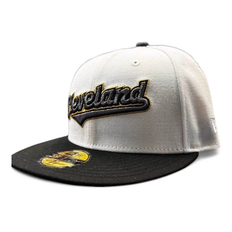 Cleveland Guardians Chrome and Black Script Jacobs Patch Green UV New Era 59FIFTY Fitted Hat