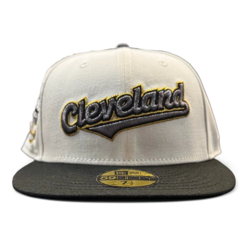 Cleveland Guardians Chrome and Black Script Jacobs Patch Green UV New Era 59FIFTY Fitted Hat