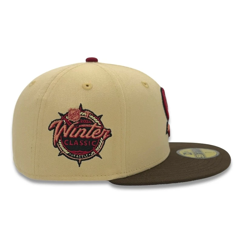Seattle Kraken Vegas Gold and Burnt Wood 2024 Winter Classic Patch Gray UV New Era 59FIFTY Fitted Hat