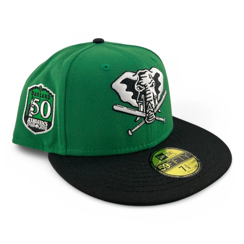 Oakland Athletics Green and Black "Money Green" 50 Years Patch Gray UV New Era 59FIFTY Fitted Hat