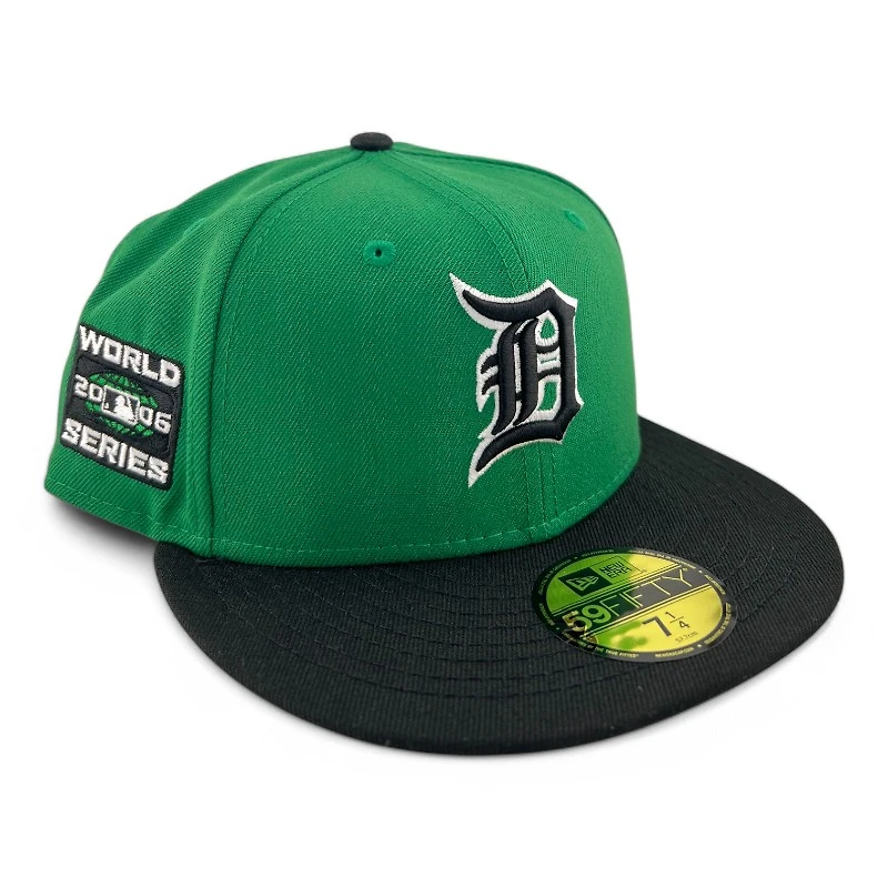 Detroit Tigers Green and Black "Money Green" 2006 WS Patch Gray UV New Era 59FIFTY Fitted Hat