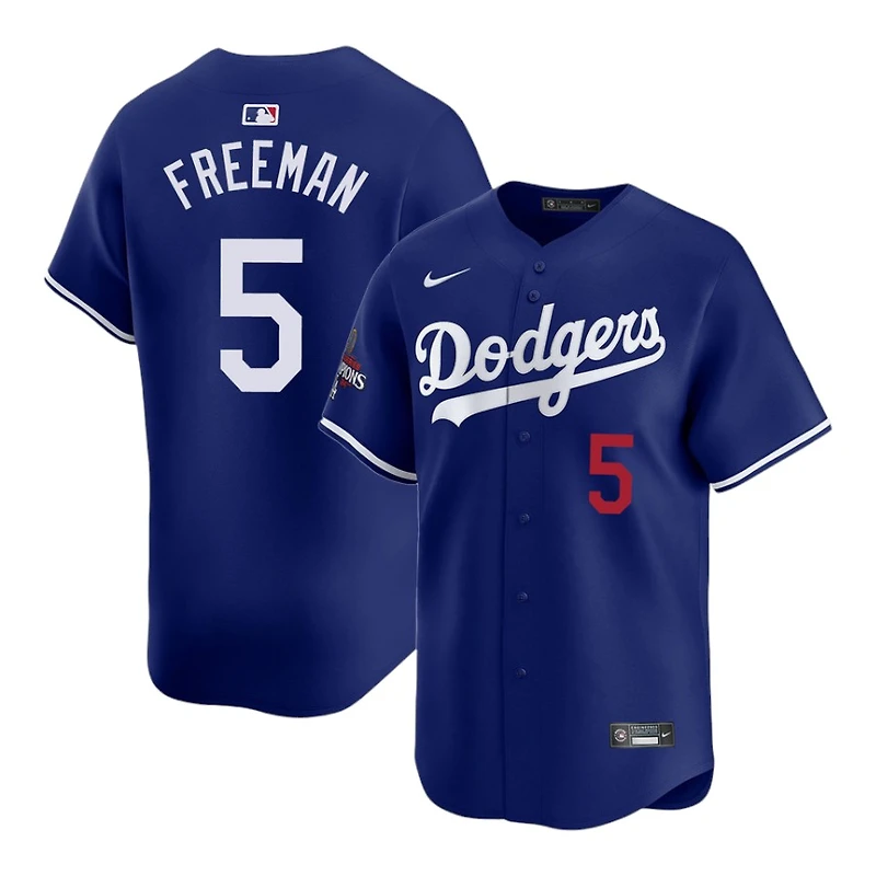 Los Angeles Dodgers Freddie Freeman Royal Blue 2024 World Series Champs Patch Nike Limited Player Jersey