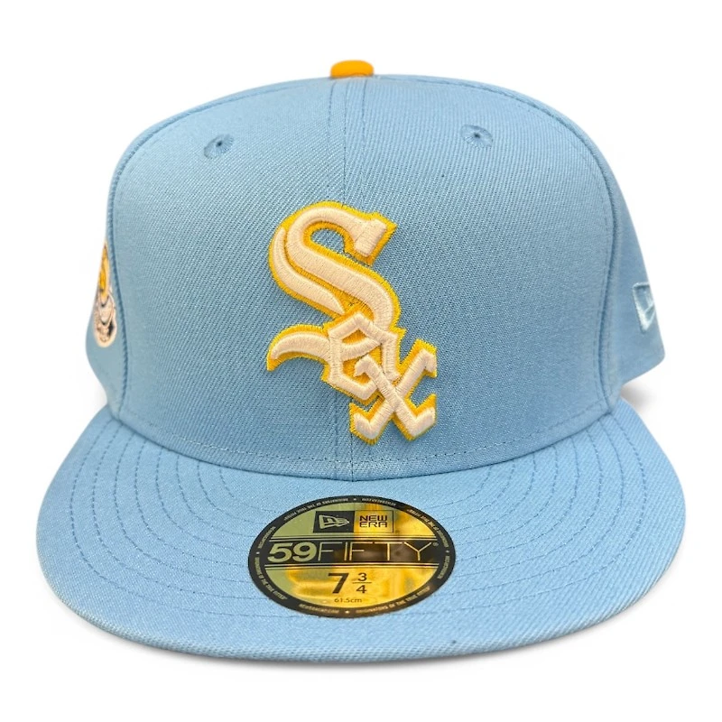 Chicago White Sox Powder Blue and Yellow 1917 WS Patch Gray UV New Era 59FIFTY Fitted Hat