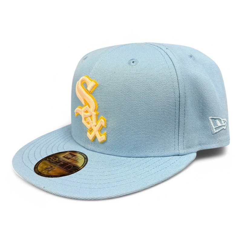 Chicago White Sox Powder Blue and Yellow 1917 WS Patch Gray UV New Era 59FIFTY Fitted Hat