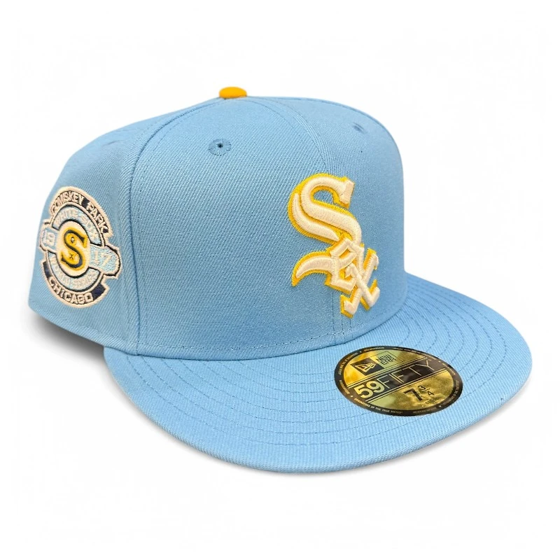 Chicago White Sox Powder Blue and Yellow 1917 WS Patch Gray UV New Era 59FIFTY Fitted Hat