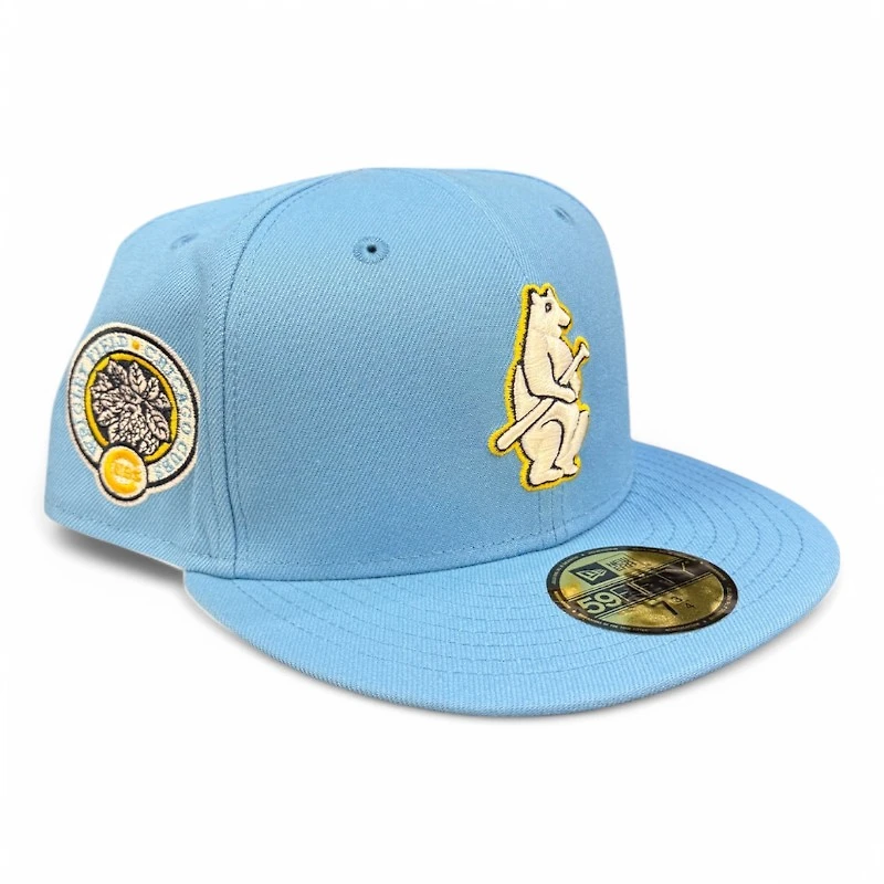 Chicago White Sox Powder Blue and Yellow Wrigley Field Patch Gray UV New Era 59FIFTY Fitted Hat
