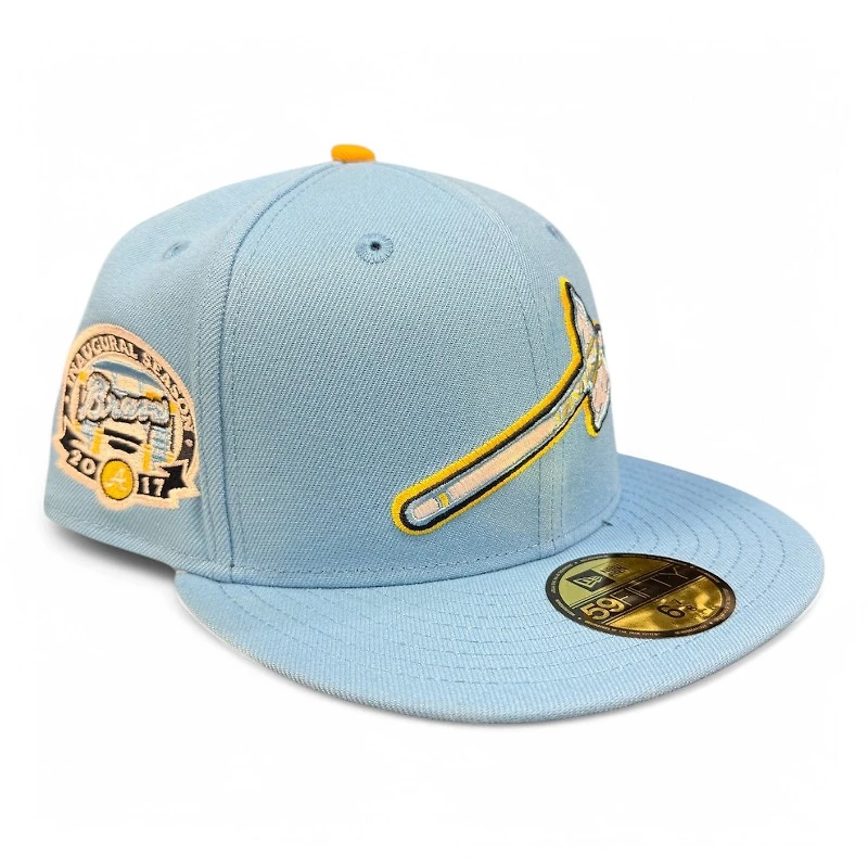 Atlanta Braves Powder Blue and Yellow Inaugural Season Patch Gray UV New Era 59FIFTY Fitted Hat