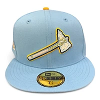 Atlanta Braves Powder Blue and Yellow Inaugural Season Patch Gray UV New Era 59FIFTY Fitted Hat