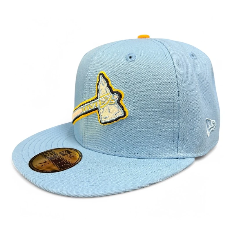Atlanta Braves Powder Blue and Yellow Inaugural Season Patch Gray UV New Era 59FIFTY Fitted Hat