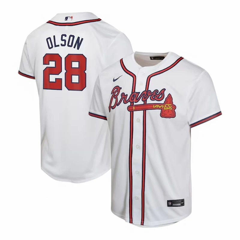 Youth Atlanta Braves Matt Olson White Home Jersey