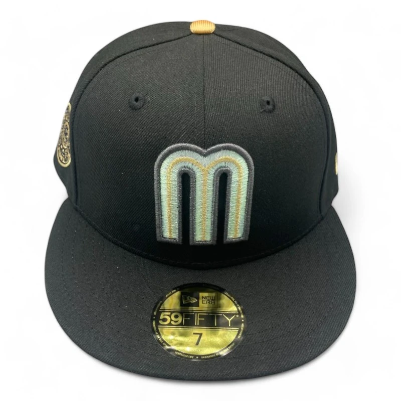 Mexico Black and Gold Aztec Calendar Patch Grey UV New Era 59FIFTY Fitted Hat