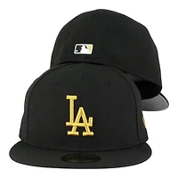 Los Angeles Dodgers Black with Gold LA Logo Grey UV New Era 59FIFTY Fitted Hat