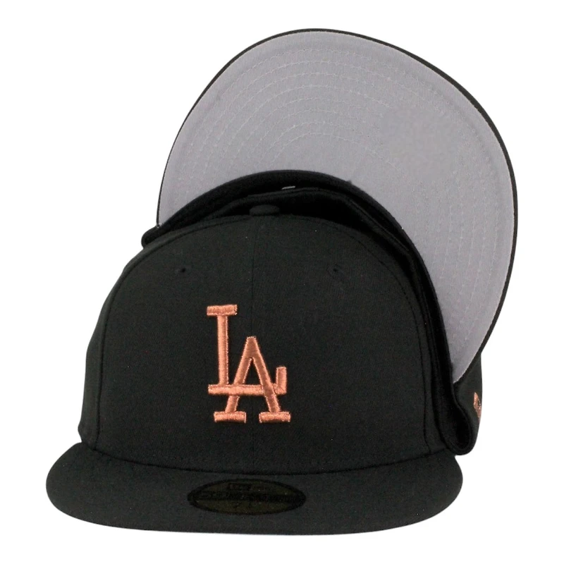 Los Angeles Dodgers Black with Copper LA Logo Grey UV New Era 59FIFTY Fitted Hat