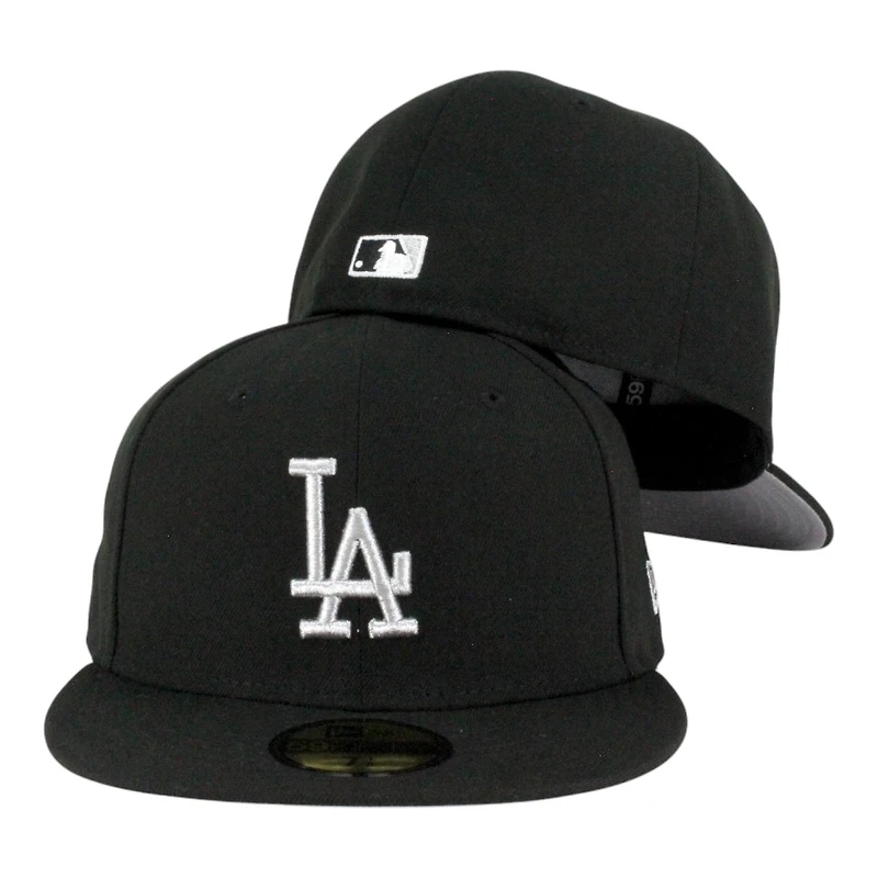 Los Angeles Dodgers Black with Silver LA Logo Grey UV New Era 59FIFTY Fitted Hat