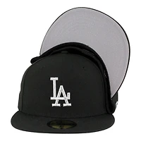 Los Angeles Dodgers Black with Silver LA Logo Grey UV New Era 59FIFTY Fitted Hat