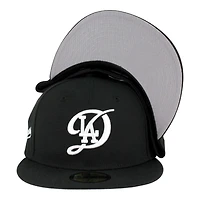 Los Angeles Dodgers Black with White City Connect Logo Cursive Patch Grey UV New Era 59FIFTY Fitted Hat