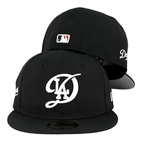 Los Angeles Dodgers Black with White City Connect Logo Cursive Patch Grey UV New Era 59FIFTY Fitted Hat