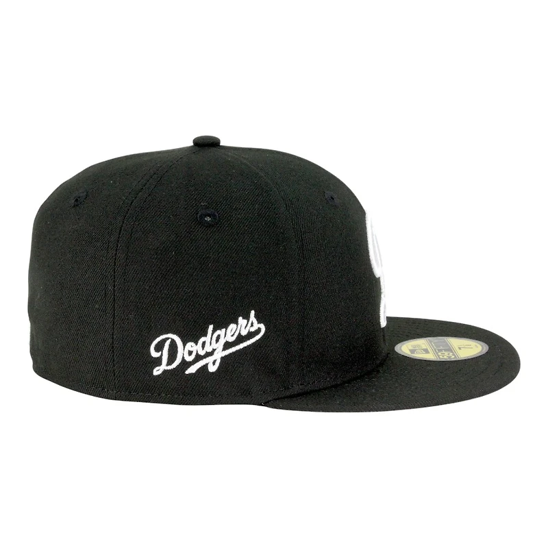 Los Angeles Dodgers Black with White City Connect Logo Cursive Patch Grey UV New Era 59FIFTY Fitted Hat