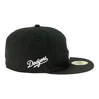 Los Angeles Dodgers Black with White City Connect Logo Cursive Patch Grey UV New Era 59FIFTY Fitted Hat
