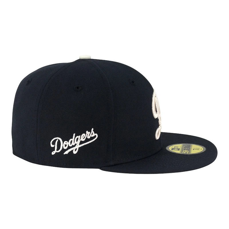 Los Angeles Dodgers Navy with White City Connect Logo Cursive Patch Grey UV New Era 59FIFTY Fitted Hat