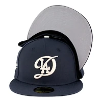 Los Angeles Dodgers Navy with White City Connect Logo Cursive Patch Grey UV New Era 59FIFTY Fitted Hat