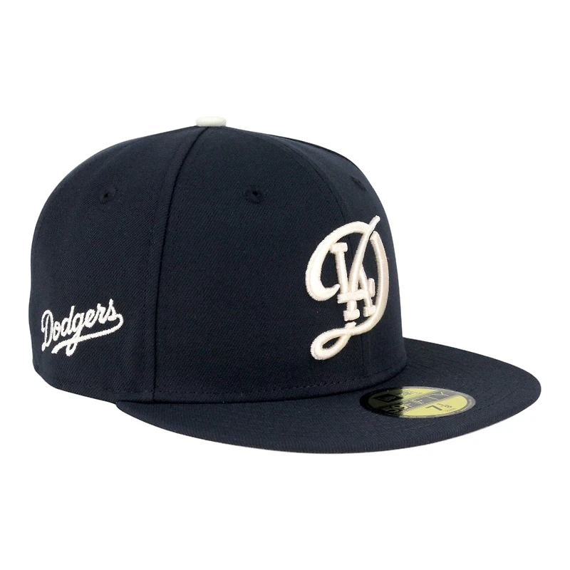 Los Angeles Dodgers Navy with White City Connect Logo Cursive Patch Grey UV New Era 59FIFTY Fitted Hat