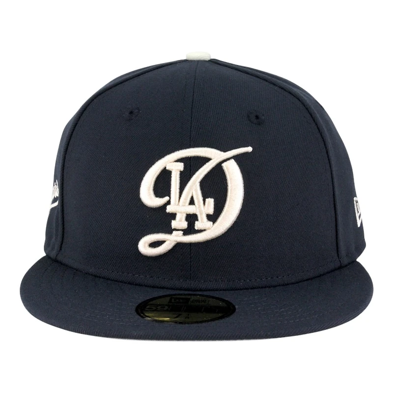 Los Angeles Dodgers Navy with White City Connect Logo Cursive Patch Grey UV New Era 59FIFTY Fitted Hat