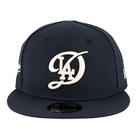 Los Angeles Dodgers Navy with White City Connect Logo Cursive Patch Grey UV New Era 59FIFTY Fitted Hat